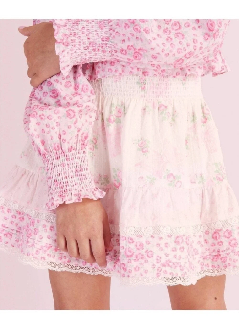 NWT LoveShackFancy x Target Clara Budding Florals Tiered Mini Skirt  Sz- 14